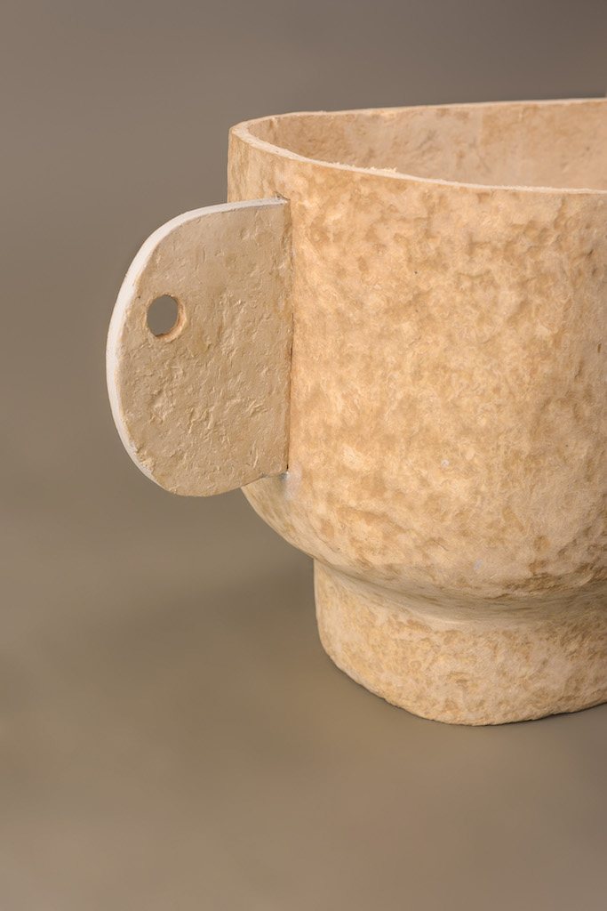 PAPER CLAY VASE DOUBLE ABACA PULP WITH EARHOLE by INDIGENOUS